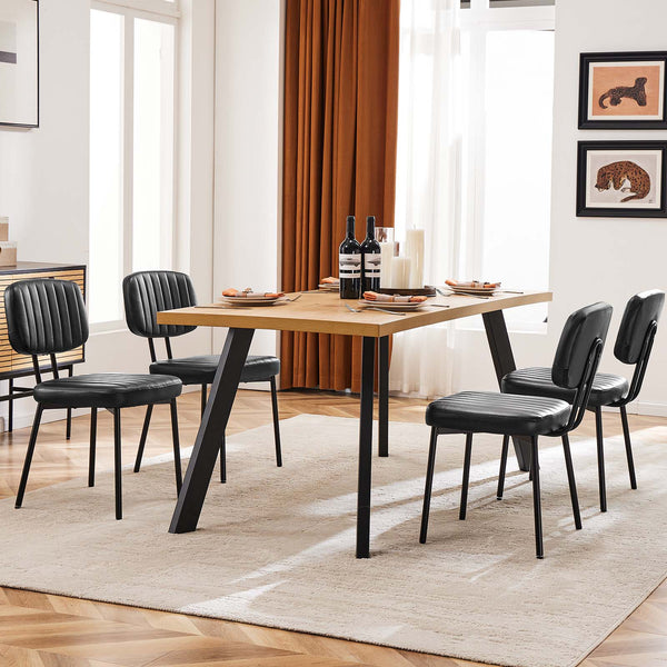 CONCETTA Dining Chairs Set of 2, Modern Kitchen Dining Room Accent Chairs with Faux Leather Cushion Seat & Metal Legs for Kitchen, Living Room