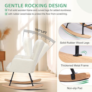 CONCETTA  Rocking Chair Nursery, with High Backrest, Reading Chair Modern Rocking Accent Chairs Glider Recliner for Living Room, Nursery, Bedroom