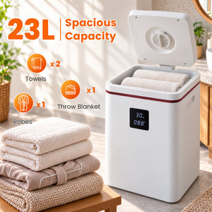 SHOUFTW 23L Freestanding Heated Towel Warmer for Bathroom, Luxury Towel Warmer with Stainless Steel Interior, 20/40/60 Min Timer, Auto Shut-Off for Towels, Robes & Blankets