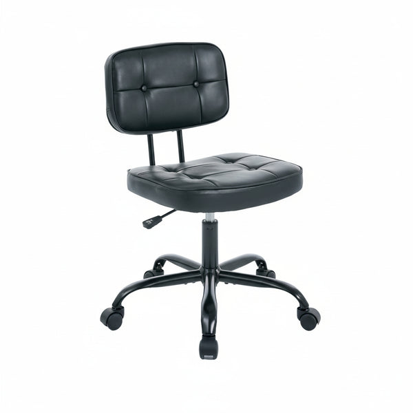 CONCETTA Ergonomic Home Office PU Leather Desk Chair, Small Space, Thickened Cushion, Armless Rolling Chair for Adults