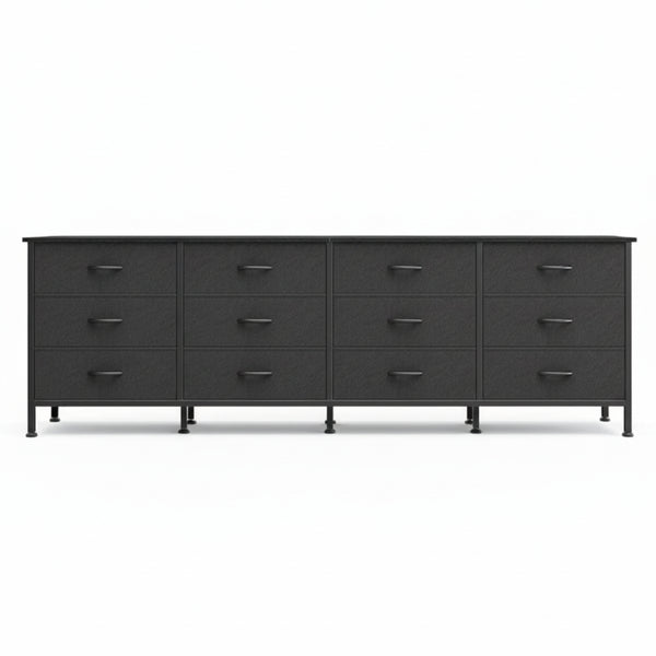 CONCETTA Storage TV Dresser, Metal Frames Resist Deformation, Adjustable Feet Prevent Tipping, Supports TV up to 55-80 inch, Suitable for Living Room,Black