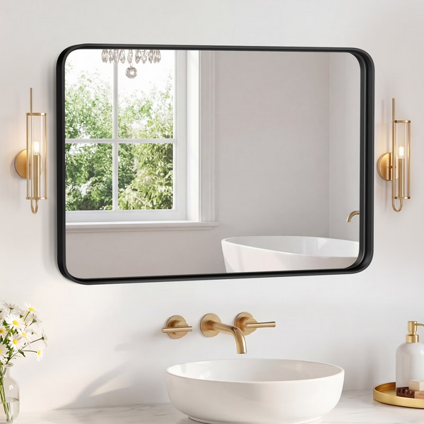 CONCETTA Bathroom Mirror Vanity Mirror for Wall,Aluminum Alloy Framed Wall Mirror Farmhouse,Anti-Rust,Tempered Glass