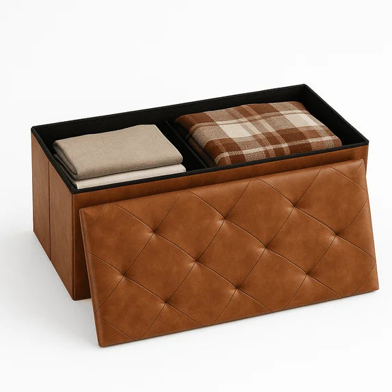 CONCETTA Storage Ottoman – Foldable Stool with Storage for Bedroom, Living Room, Entryway