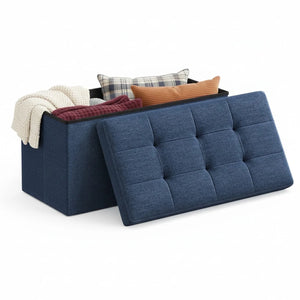 CONCETTA 43" Storage Ottoman Bench, Foldable Storage Chest, End of Bed Foot Stool with Padded Seat, Bedroom Bench, Support 660lbs