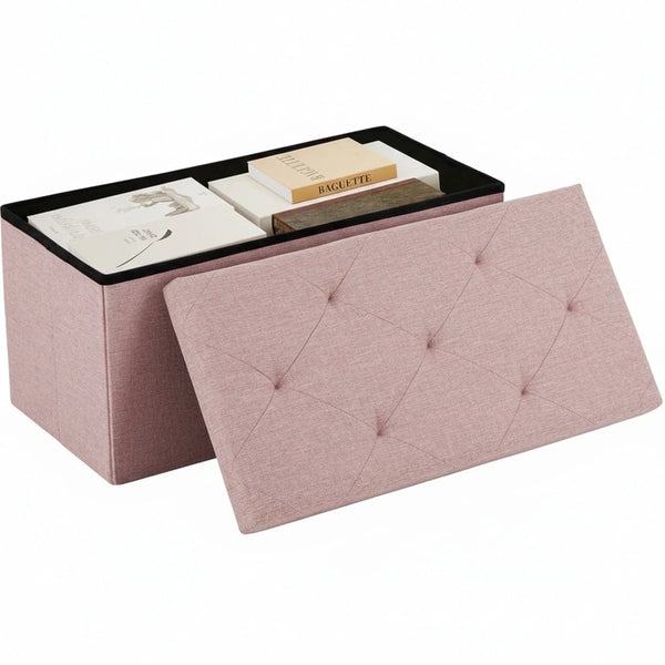 CONCETTA 43" Storage Ottoman Bench, Foldable Storage Chest, End of Bed Foot Stool with Padded Seat, Bedroom Bench, Support 660lbs