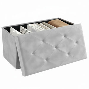 CONCETTA Storage Ottoman Bench, Foldable Footrest Stool with High Load Capacity, Holds Up to 660 lb, PVC