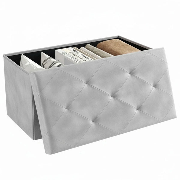 CONCETTA Storage Ottoman Bench, Foldable Footrest Stool with High Load Capacity, Holds Up to 660 lb, PVC