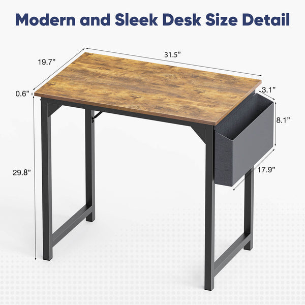 CONCETTA Computer Desk - 32/40/47/55/63 inch Student Kids Study Wooden Desk with Headphone Hook and Storage Bag for Bedroom, Living Room, Study Room