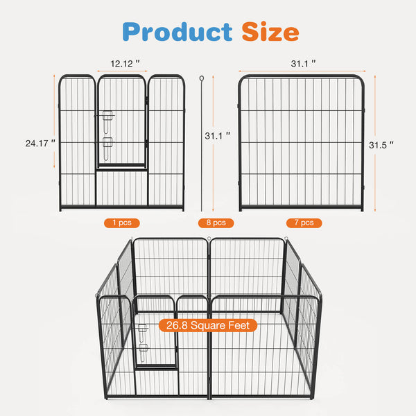 CONCETTA Dog Playpen - Collapsible Portable Pet Pen, High Metal Sport Puppy Pen with Gate for Garden, Patio, RV Camping