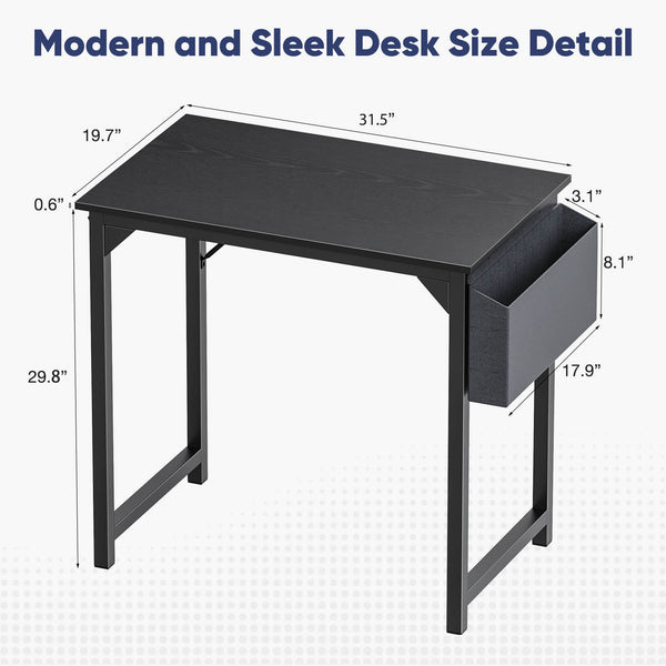 CONCETTA Computer Desk - 32/40/47/55/63 inch Student Kids Study Wooden Desk with Headphone Hook and Storage Bag for Bedroom, Living Room, Study Room