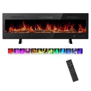 CONCETTA 1500W Electric Fireplace with 13 Flame Colors, 12-Hour Timer, Low-Noise, Wall-Mounted, Freestanding, or Built-In