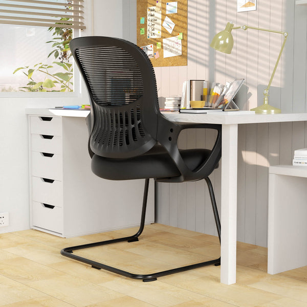 CONCETTA Ergonomic office chair - with storage basket, no wheels, breathable back, suitable for office, bedroom, living room.
