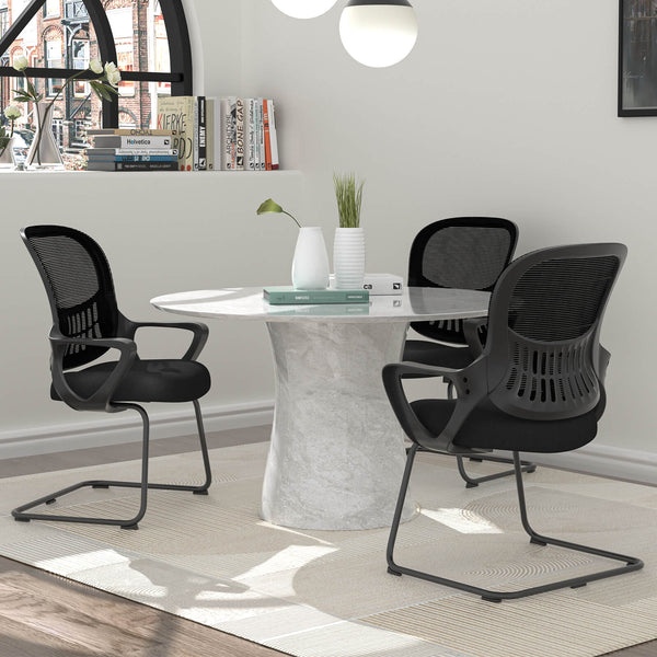 CONCETTA Ergonomic office chair - with storage basket, no wheels, breathable back, suitable for office, bedroom, living room.