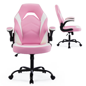 CONCETTA PU Leather Ergonomic Gaming Chair with Flip-up Armrests and Lumbar Support