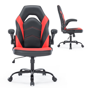 CONCETTA PU Leather Ergonomic Gaming Chair with Flip-up Armrests and Lumbar Support