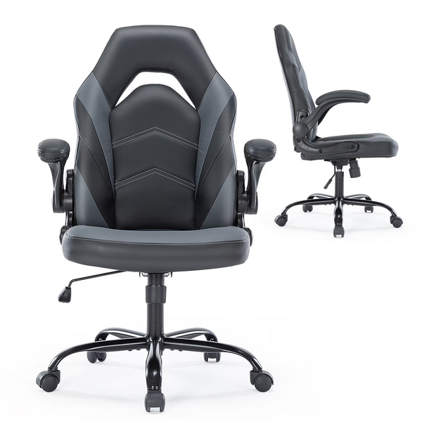 CONCETTA PU Leather Ergonomic Gaming Chair with Flip-up Armrests and Lumbar Support