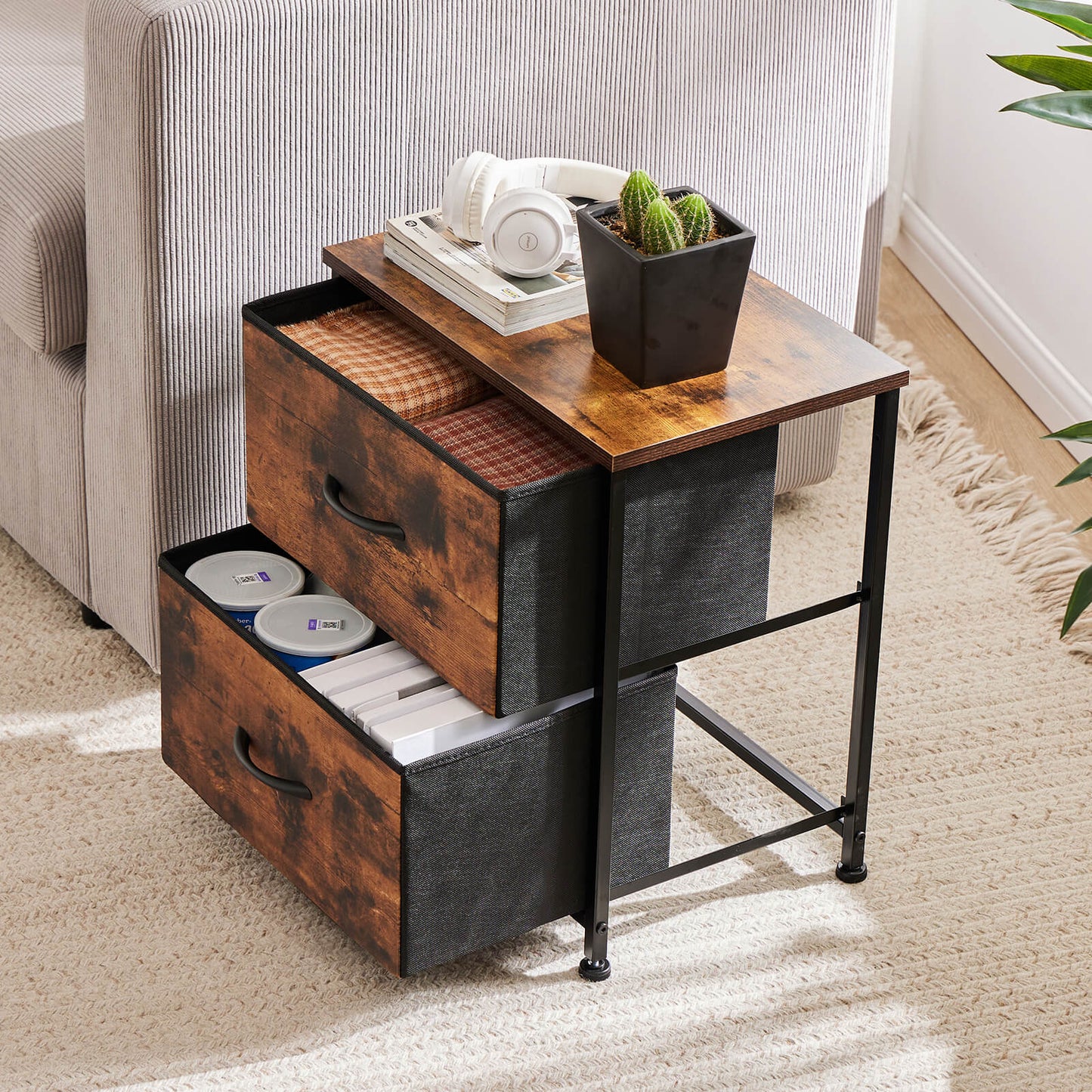 CONCETTA 2 Piece Nightstand Set - 2 Storage Drawers, Bedside Furniture End Table, Suitable for Living Room, Bedroom, Closet