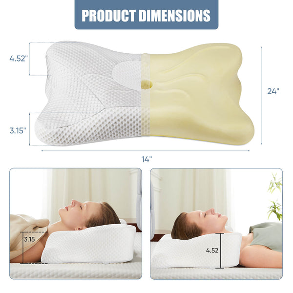 CONCETTA Cervical Neck Pillow-Memory Foam Ergonomic Contour Bed Pillows for Neck Pain Relief Cervical Neck Pillow Orthopedic Pillow for Improved Sleep Comfort and Support