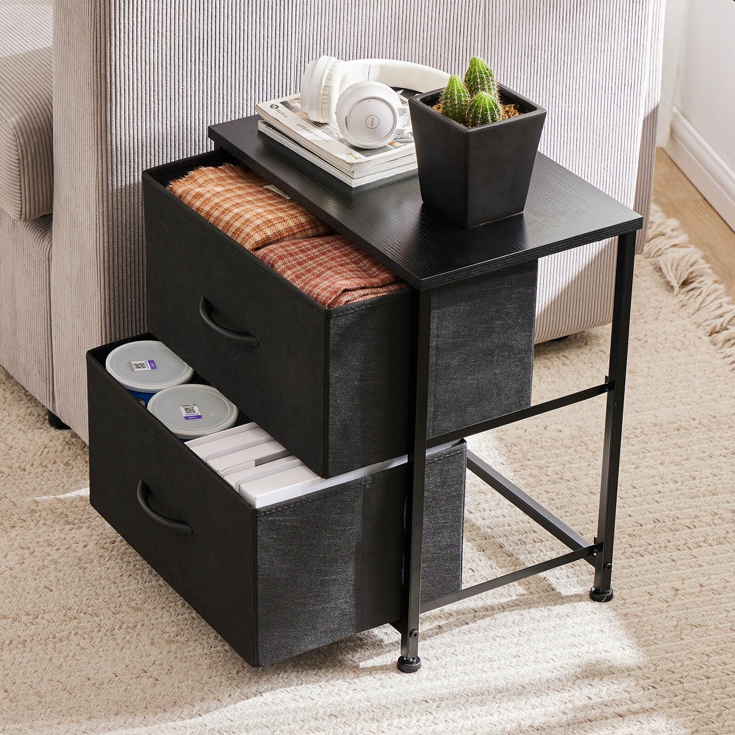 CONCETTA 2 Piece Nightstand Set - 2 Storage Drawers, Bedside Furniture End Table, Suitable for Living Room, Bedroom, Closet