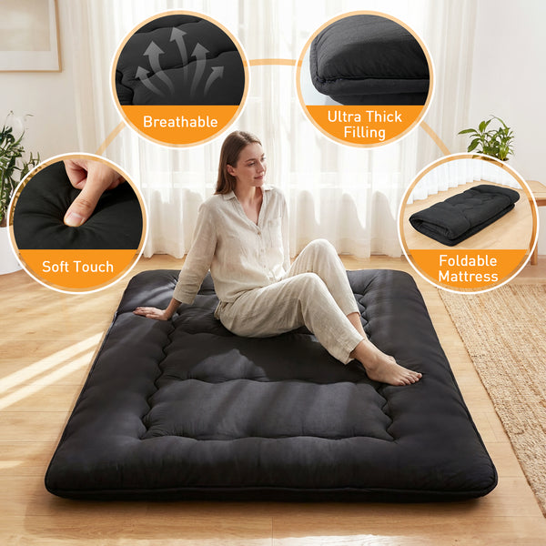 CONCETTA Memory Foam Futon Mattress, Twin Size, Foldable Tatami Floor Mattress with Storage Bag