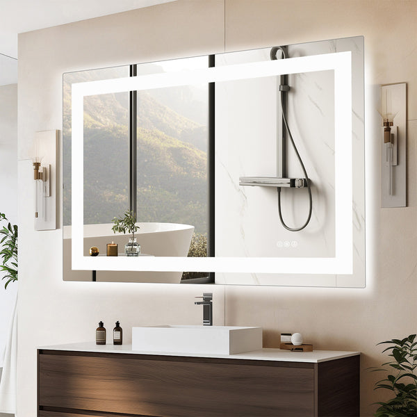 CONCETTA Anti-fog LED Bathroom Mirror - Dual Light Source, Three Lighting Modes, White