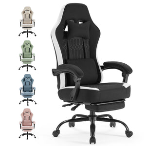 gaming chair, office chair with high backrest and computer chair, is an ergonomic adjustable rotating office chair. Available in black, white, khaki, pink and blue.