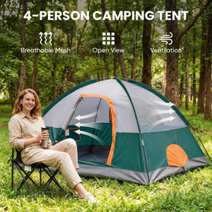 SHOUFTW 2-4 Person Waterproof Camping Tent with Rainfly, Easy Setup Dome Tent with Mesh Windows & Skylight Vent, Lightweight Portable Tent for Outdoor Camping, Hiking, Festivals & Backyard