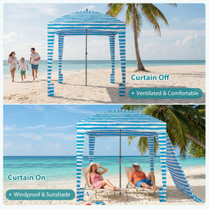SHOUFTW Beach Cabana - 6 x 6 ft Cool Beach with Detachable Side Wall & Carry Bag, UPF 50+ for Beach, Camping, Park