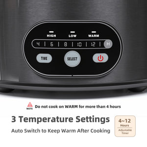CONCETTA Slow Cooker with 3 Cooking Settings, Dishwasher-Safe