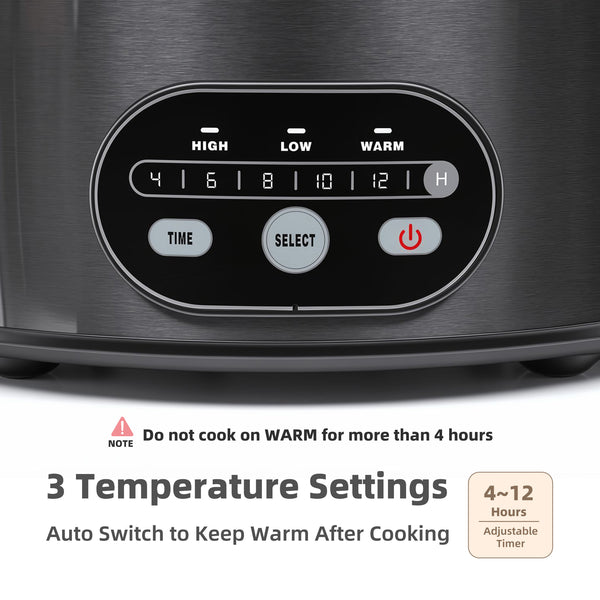 CONCETTA Slow Cooker with 3 Cooking Settings, Dishwasher-Safe