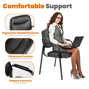 CONCETTA Leather Reception Chair with Padded Arms, Stationary Guest Chair for Waiting Room or Home Office
