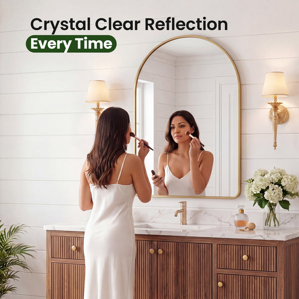 CONCETTA Arched Bathroom Mirror, Aluminum Alloy Framed for Wall, Vanity, Living Room, Bedroom, Entryway, Hallways