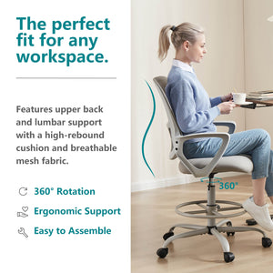 CONCETTA Tall Office Chair for Standing Desk with Adjustable Foot Ring,Counter Height Office Chairs