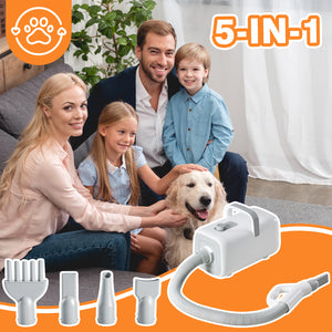 CONCETTA Large Dog Hair Grooming Blower,Dog Hair Dryer with Adjustable Wind Speed & Heater Temperature4 Nozzles, 6.5ft Cord for Dog Hair Force Blower