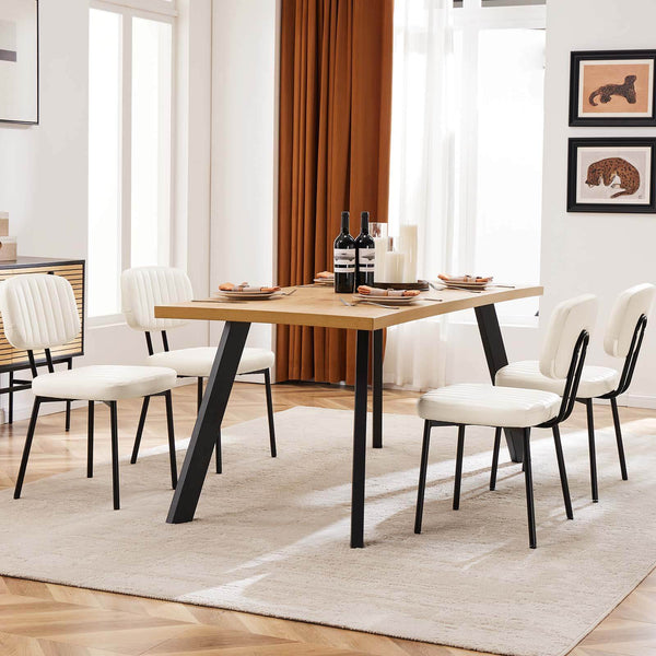 CONCETTA Dining Chairs Set of 2, Modern Kitchen Dining Room Accent Chairs with Faux Leather Cushion Seat & Metal Legs for Kitchen, Living Room