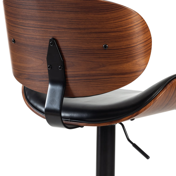 CONCETTA Rotatable Bar Stool Set (2-piece), Adjustable Height Bar Stool, Featuring PU Leather Seat, Ergonomic Backrest and Footrest, With Anti-slip Rubber Base Suitable for Bar