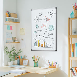 SHOUFTW Magnetic Whiteboard for Wall, Dry Erase Board with Aluminum Frame & Tray, Easy Mount Horizontal or Vertical, for Office Classroom Home
