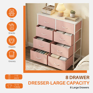CONCETTA 8-Drawer Fabric Dresser, Storage Organizer Cabinet for Living Room, Bedroom, Office