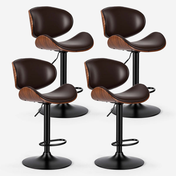 CONCETTA Rotatable Bar Stool Set (2-piece), Adjustable Height Bar Stool, Featuring PU Leather Seat, Ergonomic Backrest and Footrest, With Anti-slip Rubber Base Suitable for Bar