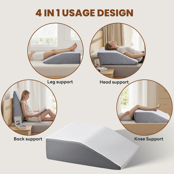 Wedge Pillow for Sleeping, Memory Foam Body Pillow for Acid Reflux, Neck & Back Pain Relief, Post-Surgery Recovery & Snoring Reduction, 7Inch