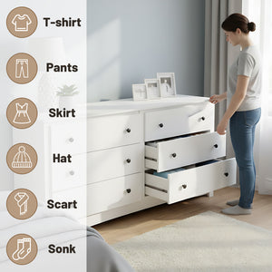 CONCETTA 6-Drawer Double Dresser for Bedroom, Wide Chest of Drawers, Bedroom Storage Furniture
