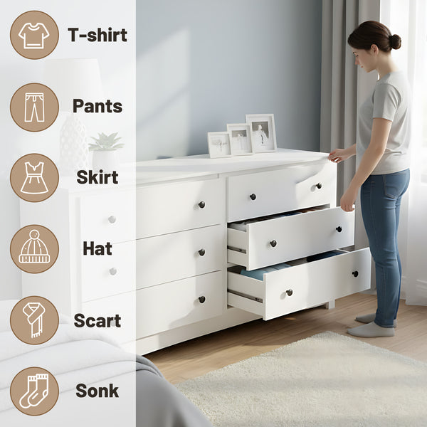 CONCETTA 6-Drawer Double Dresser for Bedroom, Wide Chest of Drawers, Bedroom Storage Furniture