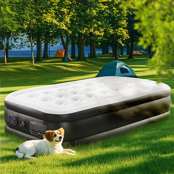 SHOUFTW H Air Mattress, Low Noise Blow Up Guest Mattress with Built in Pump, 600LBS Weight Capacity for Camping, Home