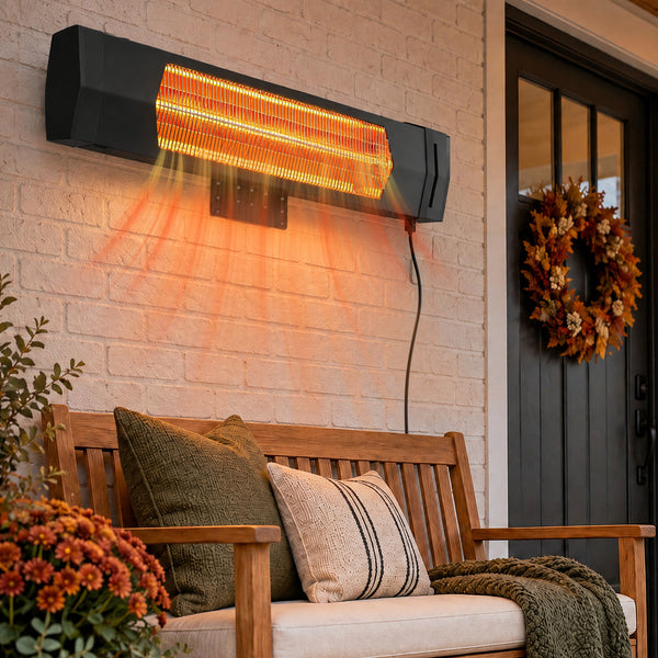 SHOUFTW Portable Infrared Outdoor & Indoor Space Heater, Remote Control Electric Wall/Ceiling Mounted for Patio Garage Commercial, Black