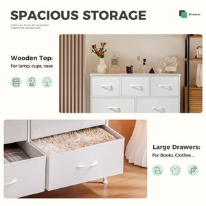 CONCETTA Dresser for Bedroom-with 7 Drawers, Chest Tower TV Stand,  Wooden Top for Living Room,  Bedroom, Closet