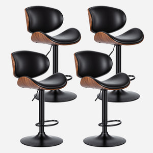 CONCETTA Rotatable Bar Stool Set (2-piece), Adjustable Height Bar Stool, Featuring PU Leather Seat, Ergonomic Backrest and Footrest, With Anti-slip Rubber Base Suitable for Bar
