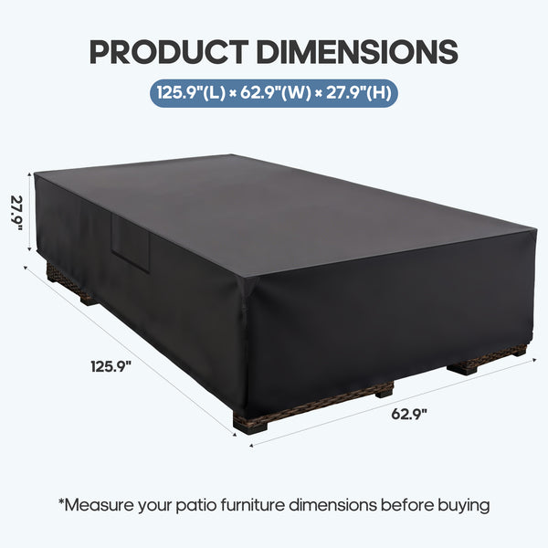 CONCETTA Rectangular Patio Furniture Cover, 600D Waterproof Outdoor Dining Table & Chair Cover, Heavy Duty