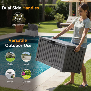 CONCETTA 60-Gallon Waterproof Deck Box, UV-Resistant Resin Outdoor Storage, Lockable Wide-Opening Lid, Garden Patio Storage Bench