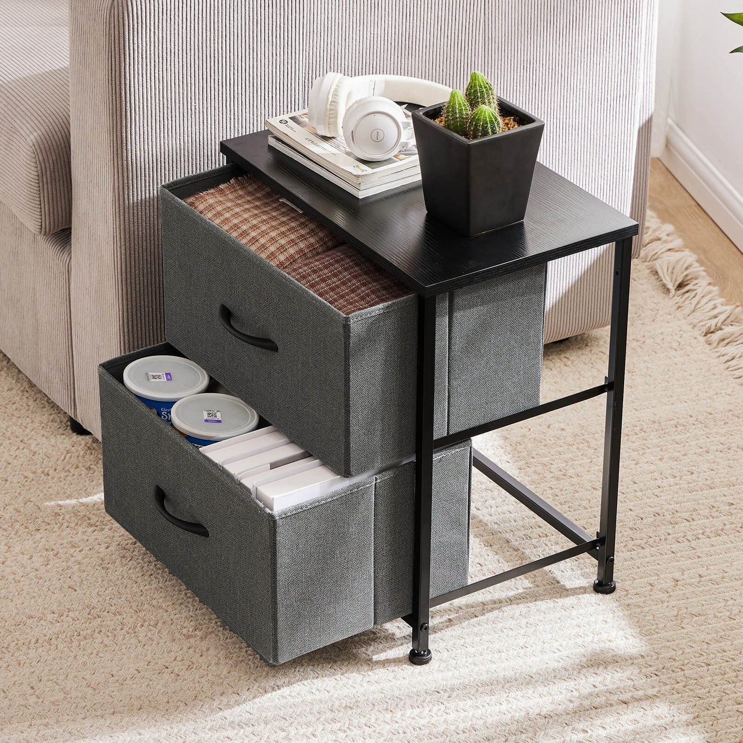 CONCETTA 2 Piece Nightstand Set - 2 Storage Drawers, Bedside Furniture End Table, Suitable for Living Room, Bedroom, Closet