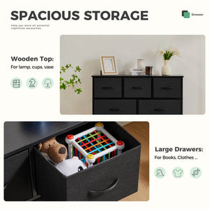 CONCETTA Dresser for Bedroom-with 7 Drawers, Chest Tower TV Stand,  Wooden Top for Living Room,  Bedroom, Closet